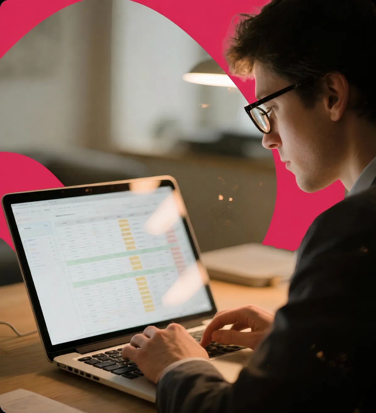 Learner working on data analysis in a laptop spreadsheet