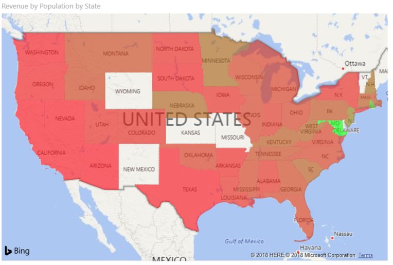 Sales by state accounting for population density