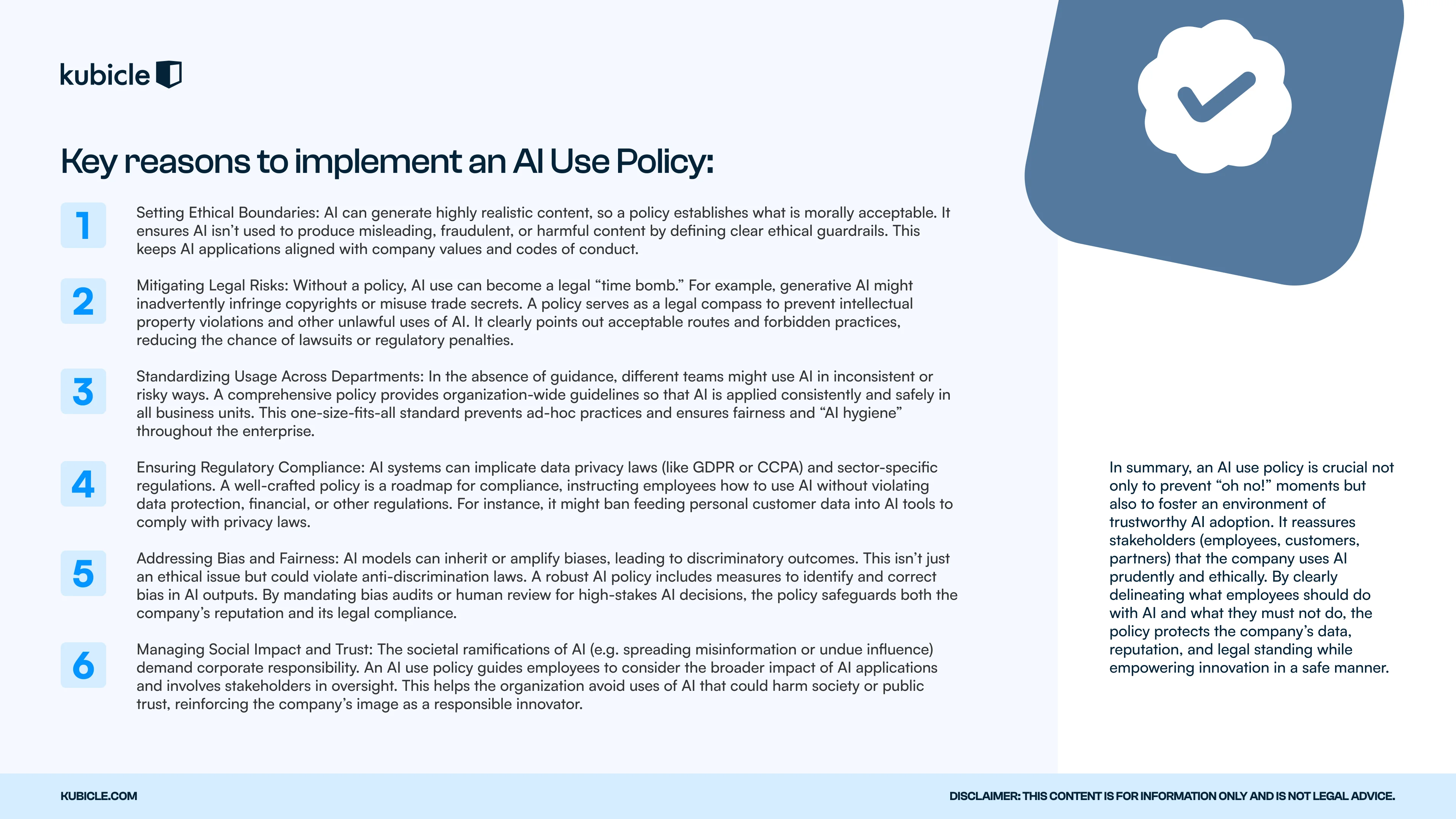 Preview of the AI Use Policy framework, key reasons page