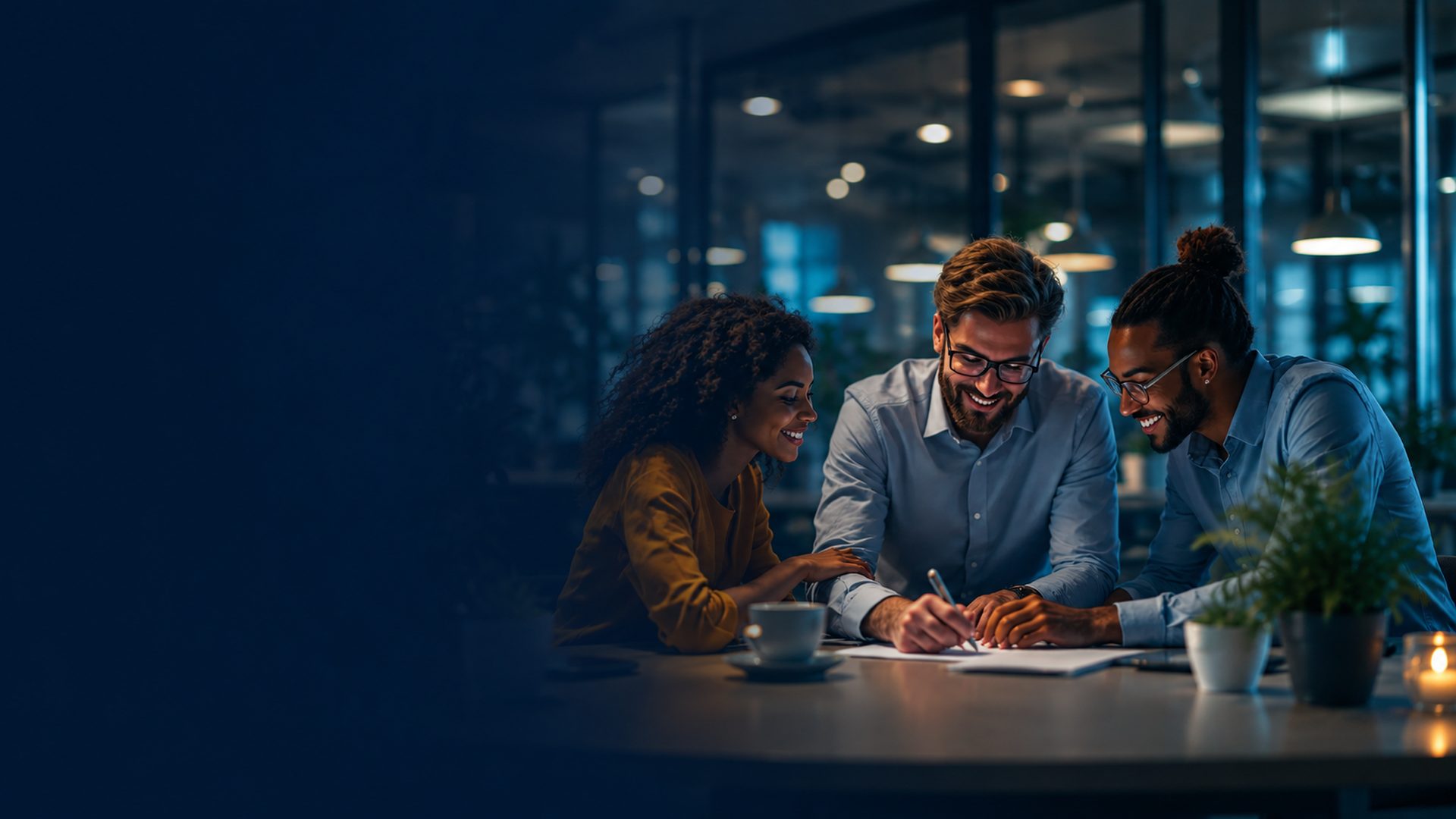 A modern workplace scene representing enterprise AI adoption